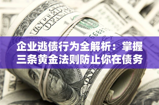 武汉企业逃债行为全解析：掌握三条黄金法则防止你在债务乱局中“踩雷”